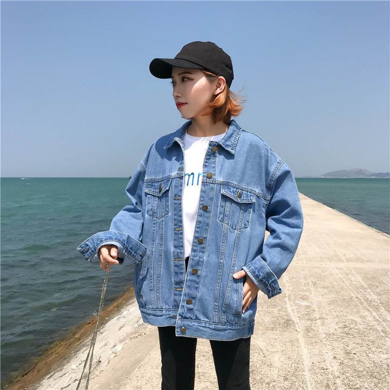 Casual Plain Oversized Hoodie Denim Jacket Unisex - Velora