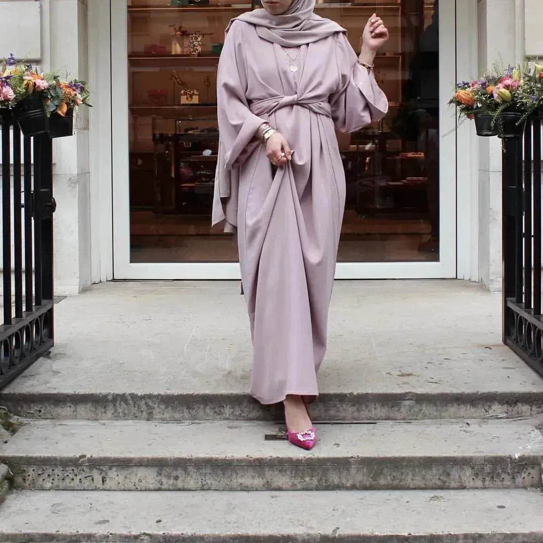 Fashion Plain Abaya dress for ArabMiddle East Dubai Arab Turkey Women Ramadan Eid Jalabiya for Women - Velora