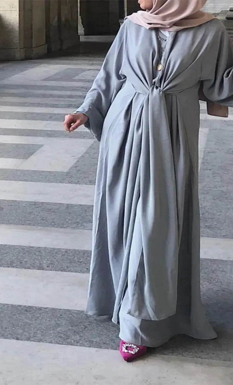 Fashion Plain Abaya dress for ArabMiddle East Dubai Arab Turkey Women Ramadan Eid Jalabiya for Women - Velora
