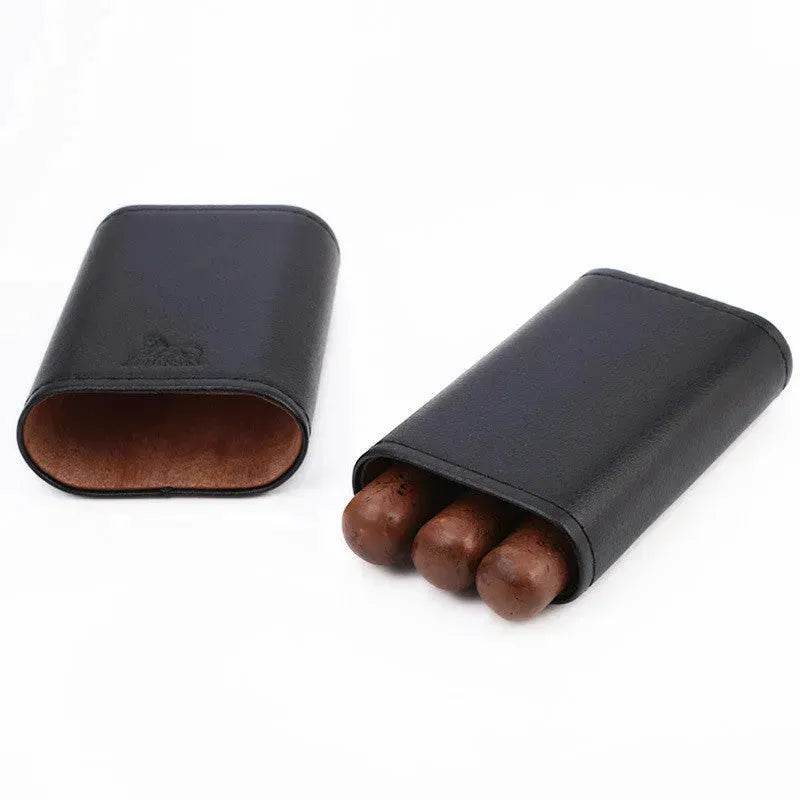 Portable Travel 3 Pack Humidifying Leather Cigar Case - Velora