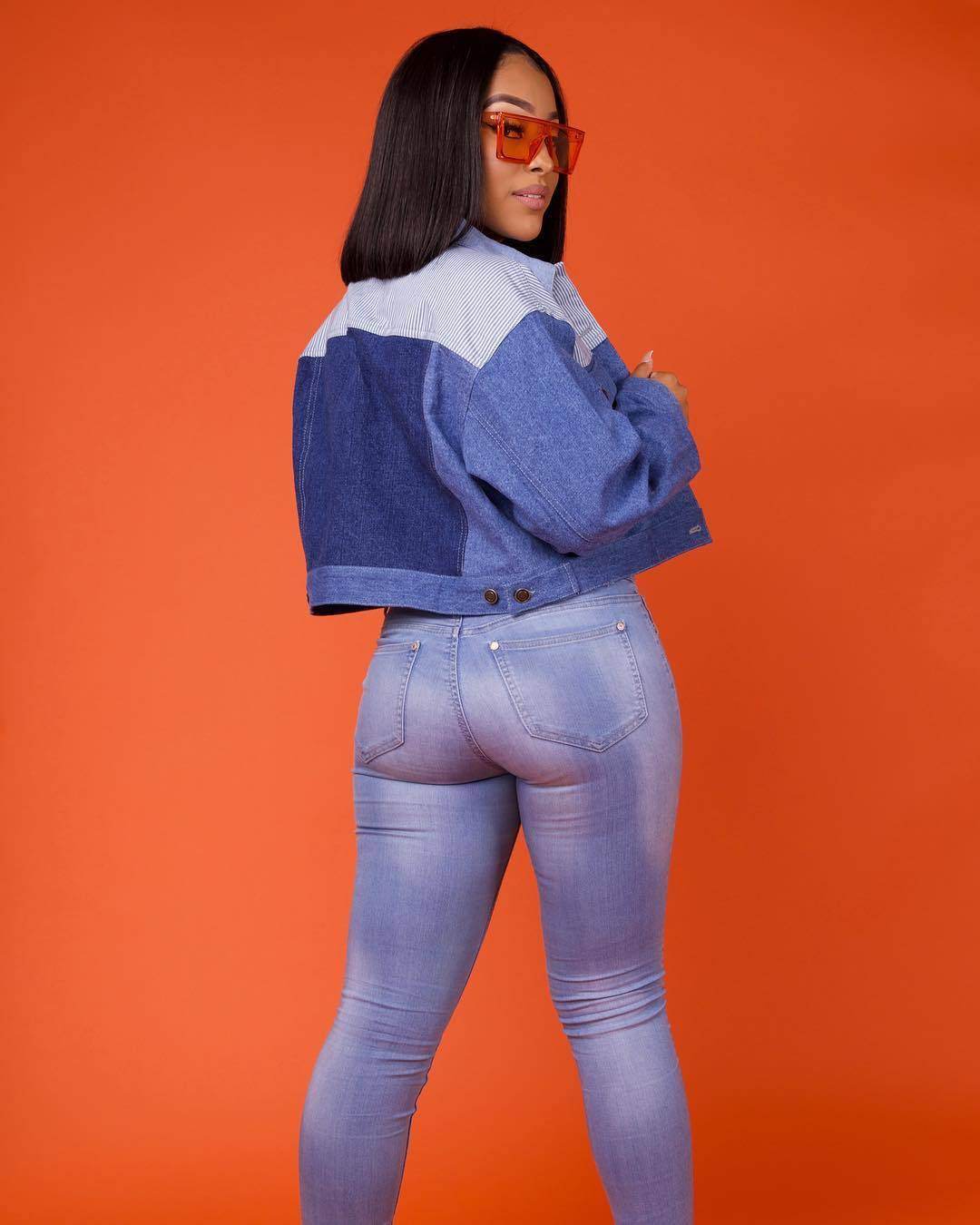 Casual Women Single Breasted Lapel Oversized Crop Denim Jacket - Velora