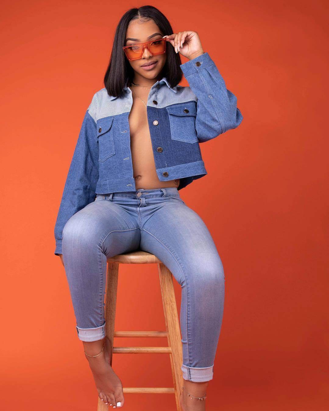 Casual Women Single Breasted Lapel Oversized Crop Denim Jacket - Velora