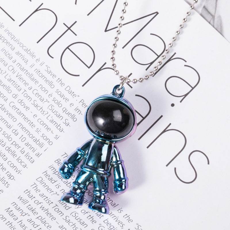 Korean Hip Hop Fashion Cross Spaceman Necklace Keychain - Velora