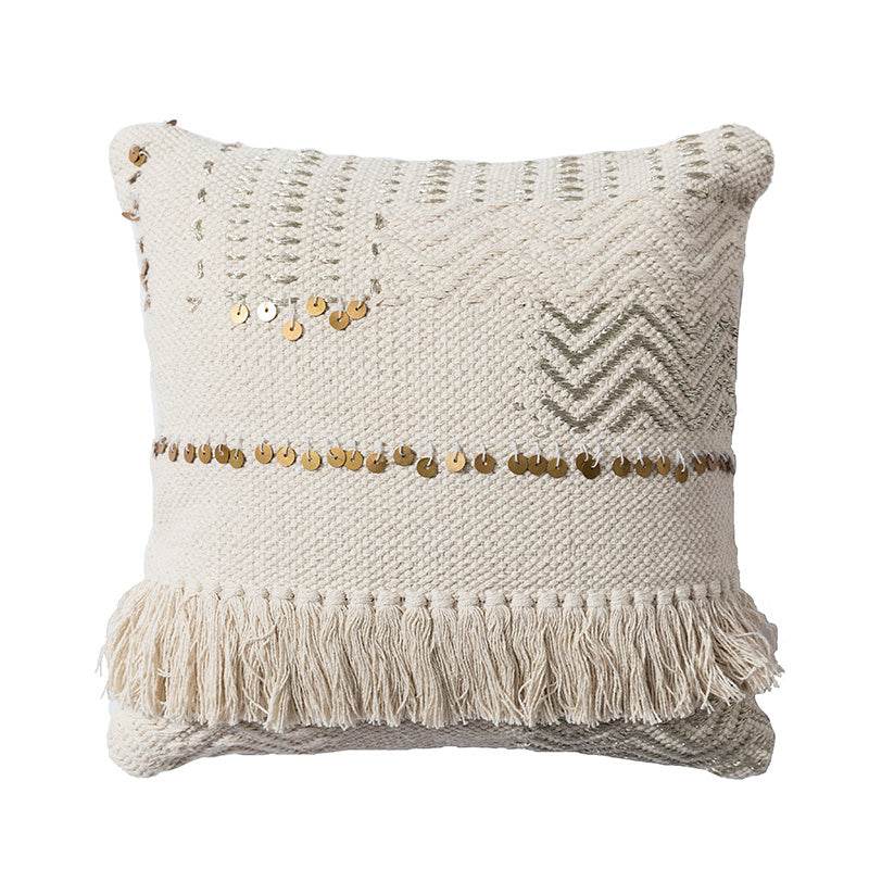 Handmade India Morocco Knitting Woven Pillow Cushion Cover Nordic Boho Bohemia tassels Lumbar throw pillow cover - Velora