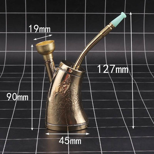 Portable New Creative Hand-Held Men'S Hookah Dual-Use Imitation Copper Water Filter Copper Water Pipe - Velora
