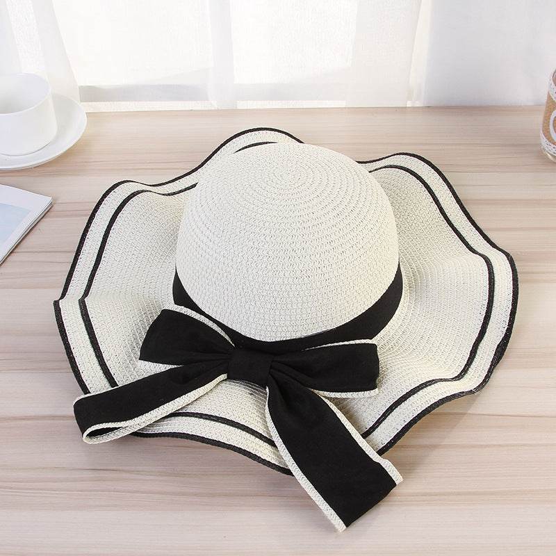 Summer Sun Hat Women Straw Hats Sunshade Panama Hat Fashion Bow Beach Hat Foldable Travel Caps