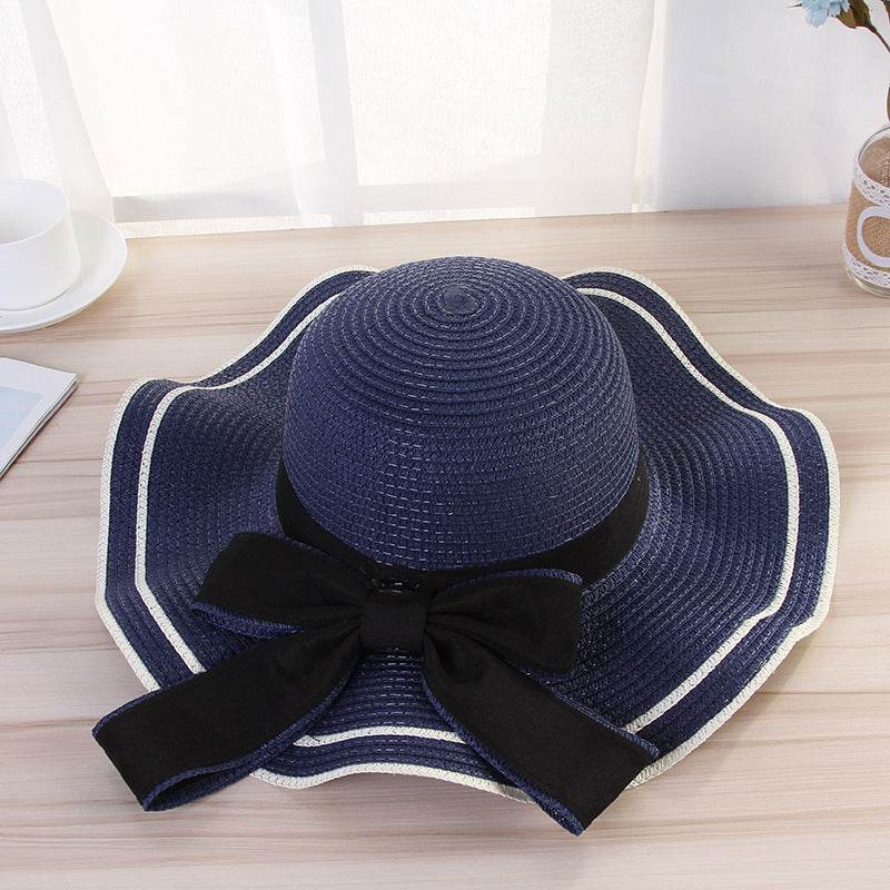 Summer Sun Hat Women Straw Hats Sunshade Panama Hat Fashion Bow Beach Hat Foldable Travel Caps