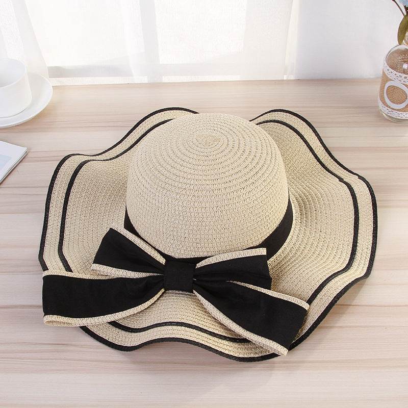 Summer Sun Hat Women Straw Hats Sunshade Panama Hat Fashion Bow Beach Hat Foldable Travel Caps