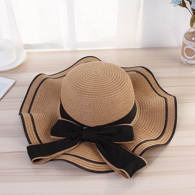 Summer Sun Hat Women Straw Hats Sunshade Panama Hat Fashion Bow Beach Hat Foldable Travel Caps