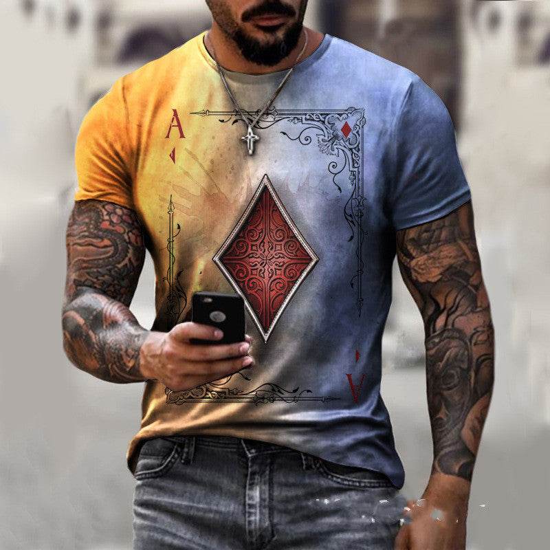Playing Card Printing Men's T-Shirt Top - Velora