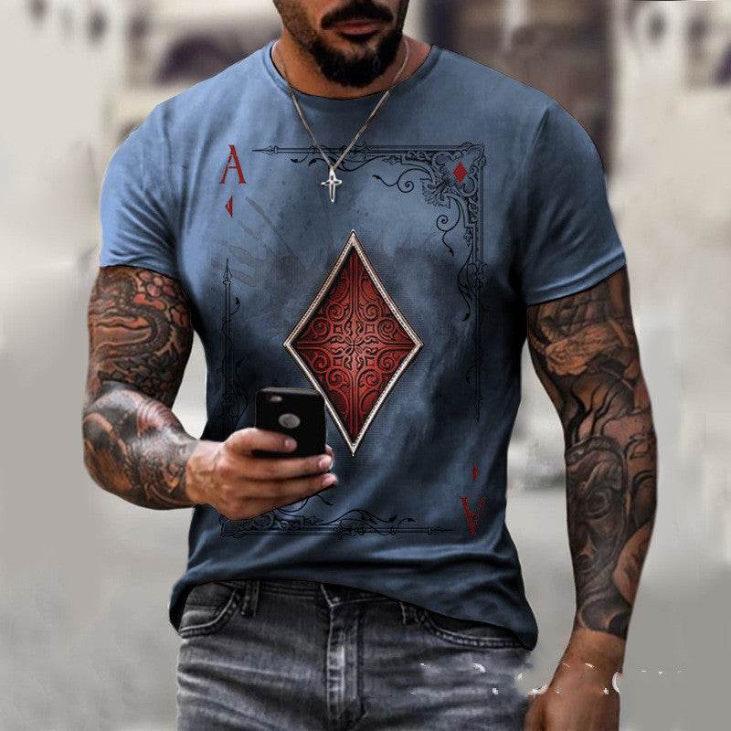 Playing Card Printing Men's T-Shirt Top - Velora