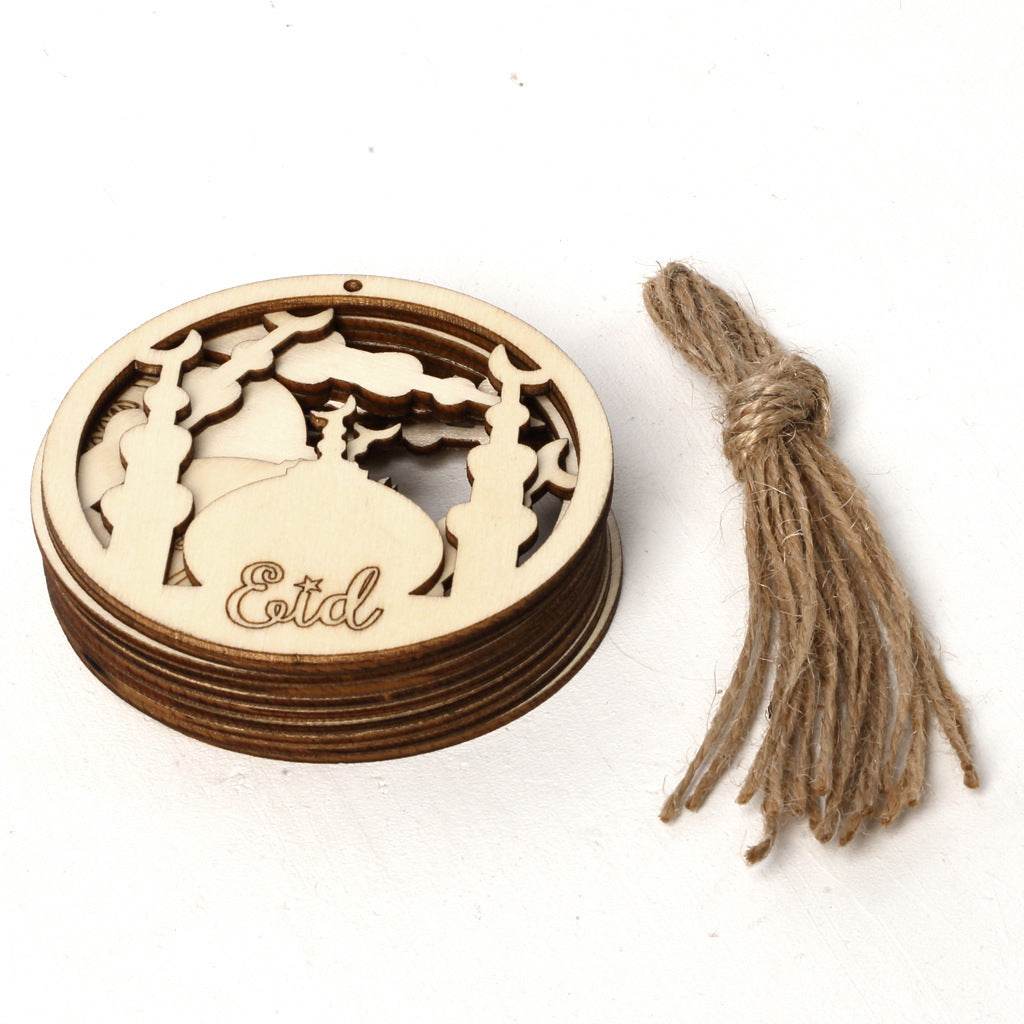 Wooden Small Pendants Creative Home Decoration Gurbang Eid Mubarak Wooden Crafts Ornaments - Velora