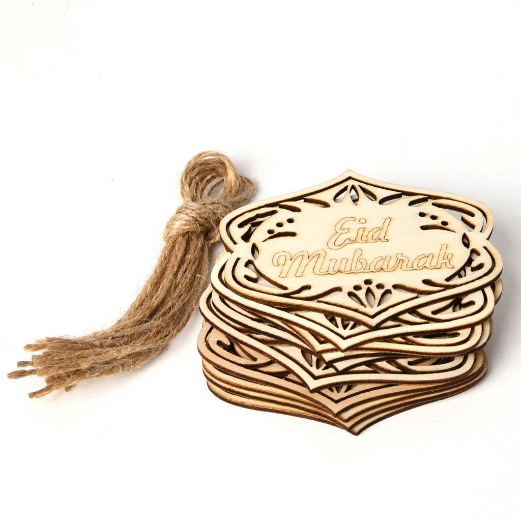 Wooden Small Pendants Creative Home Decoration Gurbang Eid Mubarak Wooden Crafts Ornaments - Velora