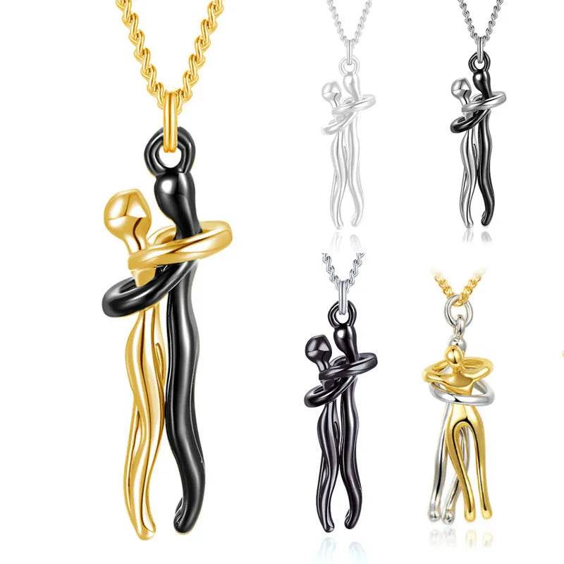 Hot Sale Affectionate Hug Necklace Couples Anniversary Valentine's Day Gift Fashion Punk Street Style Pendant Necklace - Velora