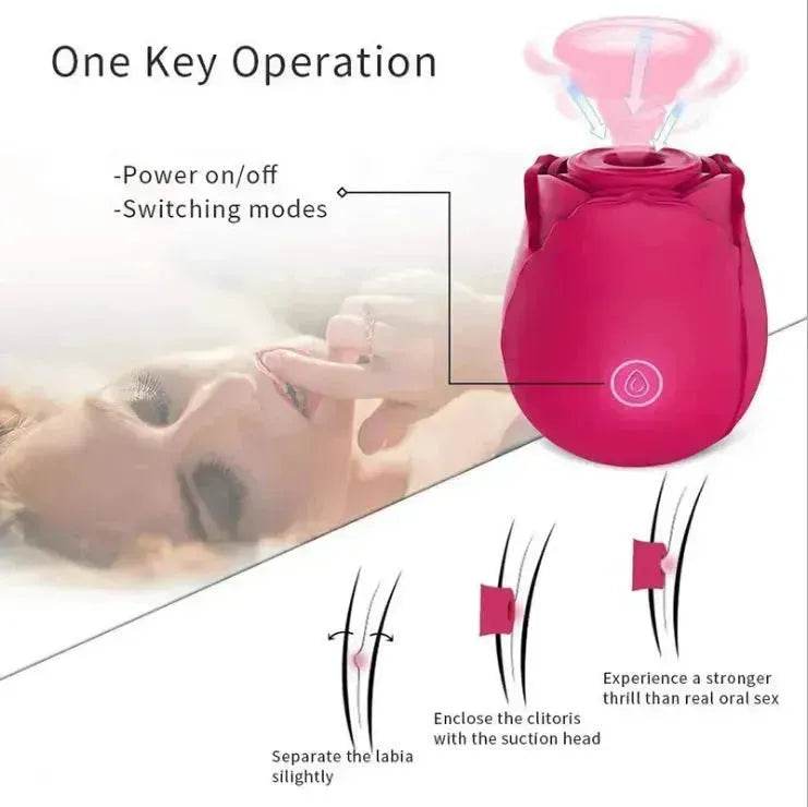 Rose Sec Sucking Tongue Licking Vibrating Toy Rose Toy for Women - Velora