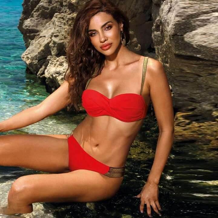 Bikini Sets Solid Color Swimsuit Sexy Mid-Waist Bandeau Gather Cup Bikinis Women Swimwear Female Bathing Suits Beach Wear - Velora