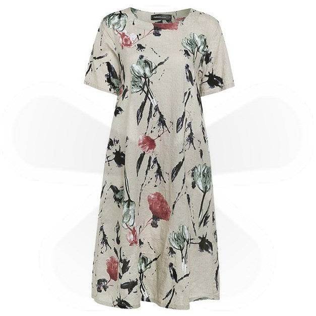 Bohemian Summer Print Loose Floral Dress For Women mum Dresses - Velora