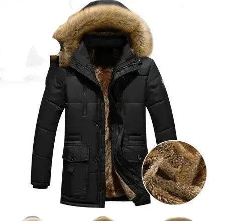 Thick Parka Men Winter Jacket Faux Fur Hoodie Collar - Velora