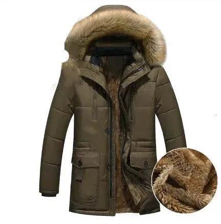 Thick Parka Men Winter Jacket Faux Fur Hoodie Collar - Velora