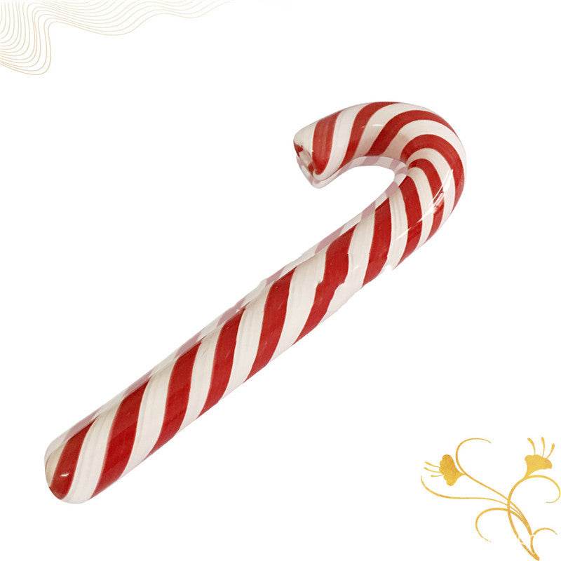 Red Striped Glass Pipe Cane Glass Hookah Glass Smoking Set - Velora