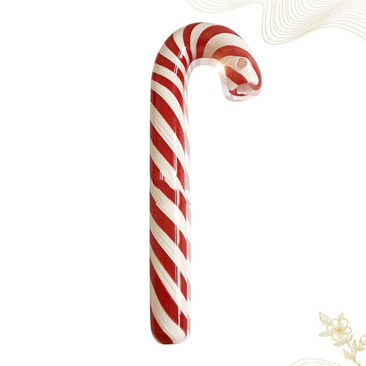 Red Striped Glass Pipe Cane Glass Hookah Glass Smoking Set - Velora