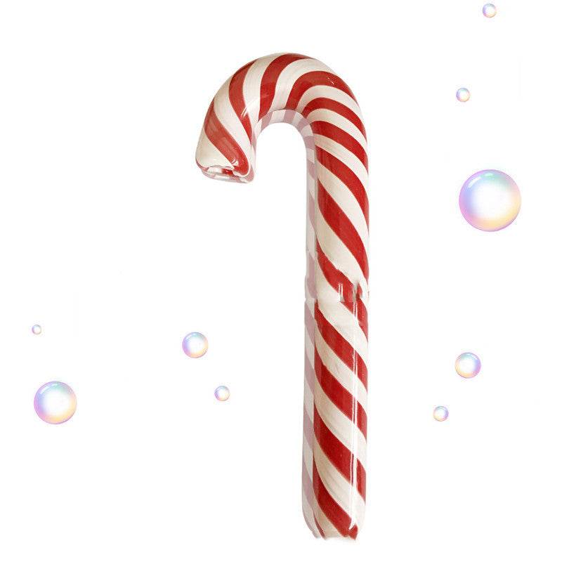 Red Striped Glass Pipe Cane Glass Hookah Glass Smoking Set - Velora
