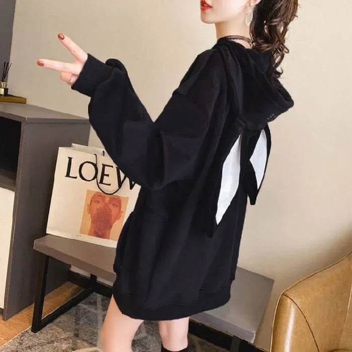 Cute Women Girls Rabbit Ears Plus Velvet Thick Hoodies Pullover Pocket Sweatshirts - Velora