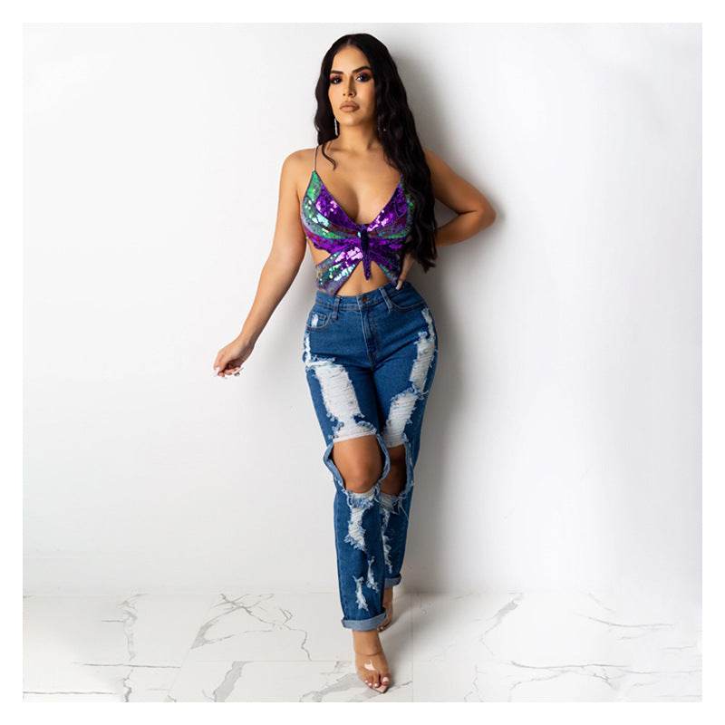 Crop Top Women Summer sleeveless Backless Tops Vintage Tank Top - Velora