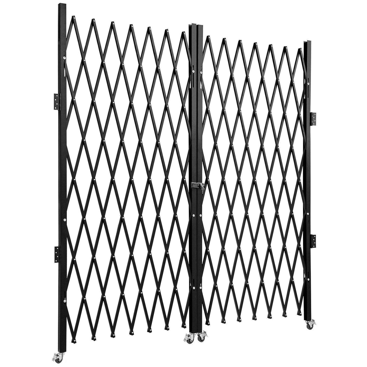 Double Folding Security Gate, 5.1 H X 10.2 W Folding Door Gate, Steel Accordion Security Gate, Flexible Expanding Security Gate, 360 Rolling Barricade Gate, Scissor Gate Or Door With Keys - Velora