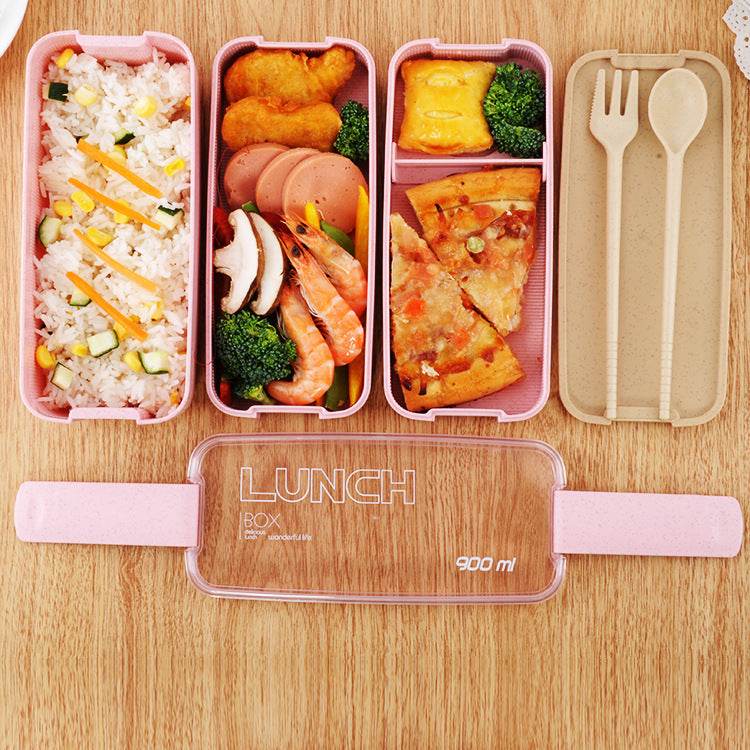 Insulated Bento Lunch Box Three-Layer Wheat Stalk Container - Velora