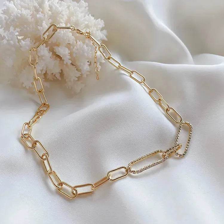 Cold Wind Zircon Gold Chain Necklace for women - Velora
