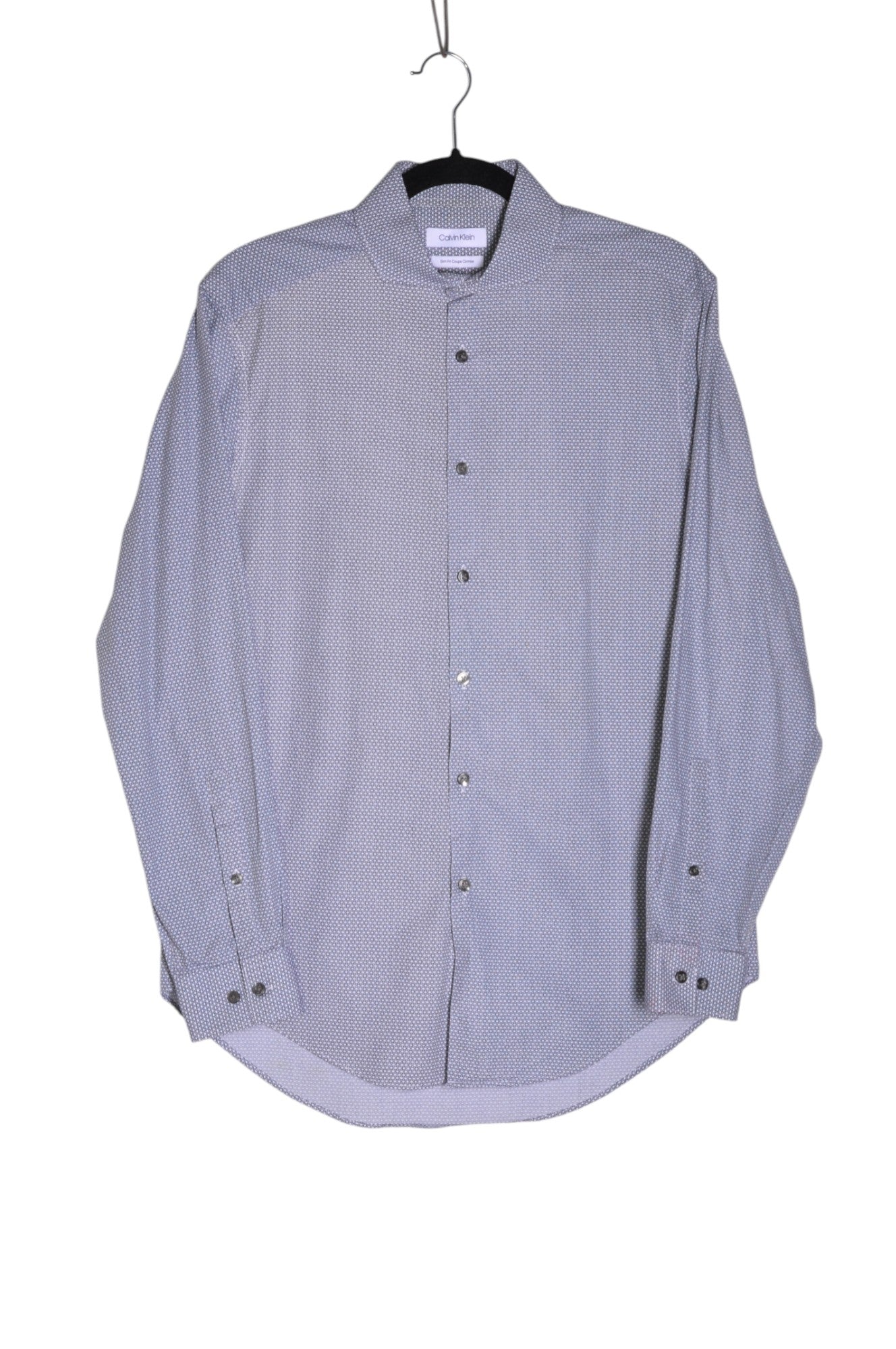CALVIN KLEIN Men Button Down Tops Regular fit in Gray - L - Velora