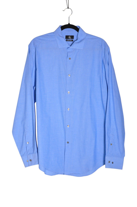CALVIN KLEIN Men Button Down Tops Regular fit in Blue - L - Velora