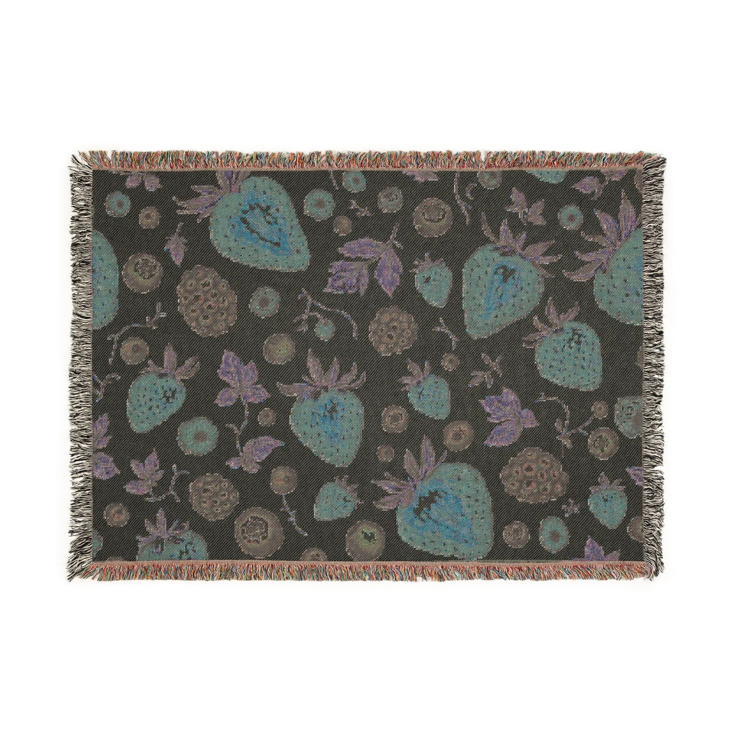 Strawberry Patch Woven Blanket — Fruit Pattern Throw for Kitchen, Picnic & Cozy Home Decor
