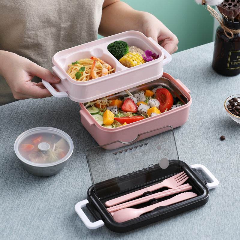 Insulated Stainless Steel Double-Layer Lunch Box for Work & School - Velora