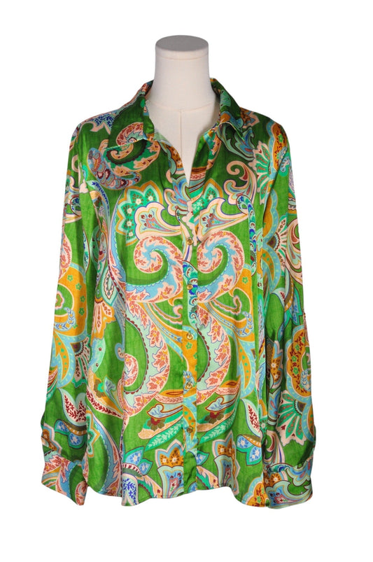 ZARA Women Button Down Tops Regular fit in Green - XXL - Velora