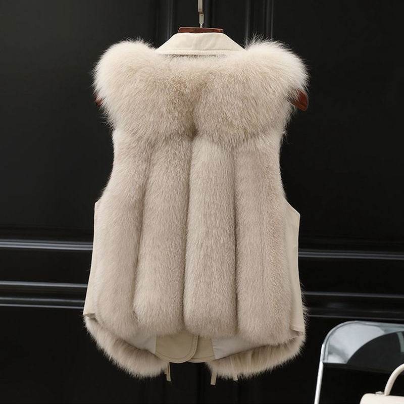 Fur Vest Short Coat Autumn And Winter New Patchwork Winter Fox Fur Jacket Women Short Artificial Fur Coat Elegant Female Warm Vest - Velora