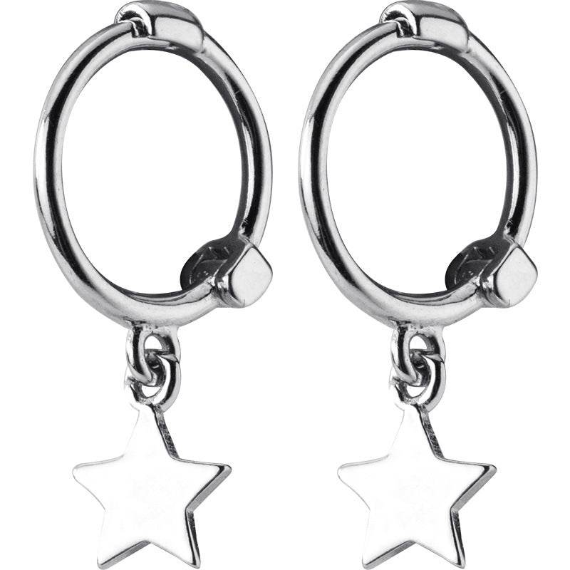 S925 Silver Five-pointed Star Sweet Short XINGX Ear Ring - Velora