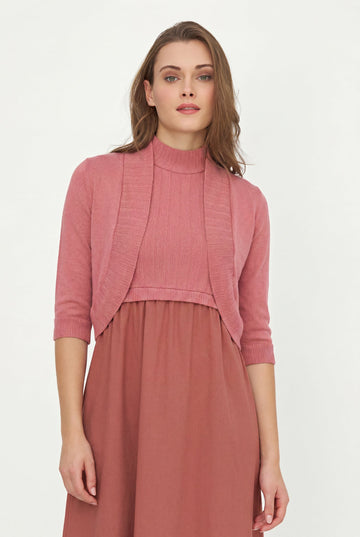 Women's Knit/Woven Combo Cardigan