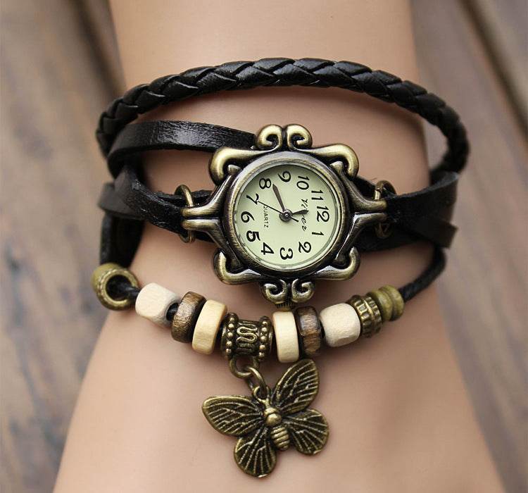 Cowhide winding bracelet watch - Velora