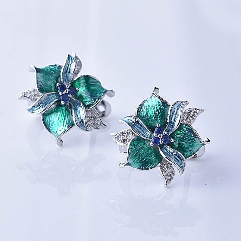 Purple Epoxy Earrings Pendant Set - Velora