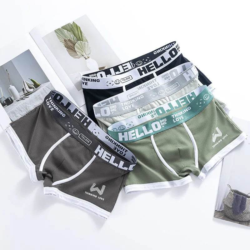 Men's Cotton Boxer Briefs Trendy Breathable Low waist underwear - Velora