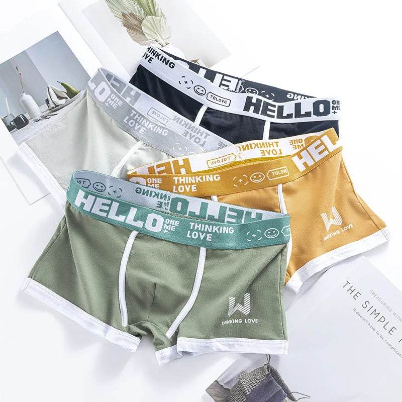 Men's Cotton Boxer Briefs Trendy Breathable Low waist underwear - Velora