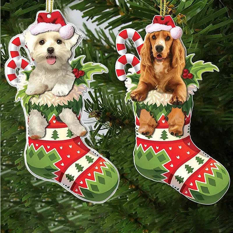 Christmas Stockings Christmas Tree Decorative Socks Dog Pendant Creative Cute - Velora