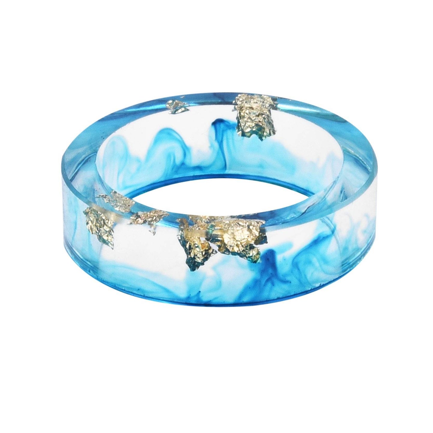 New dried flower resin ring Sen Xiao small handmade flower gold foil color Epoxy ring - Velora
