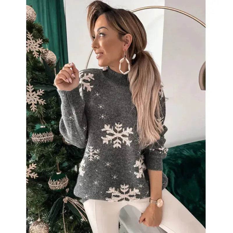 Fall Winter Knitted Cashmere Crewneck Ugly Christmas Sweater Pullover for women - Velora