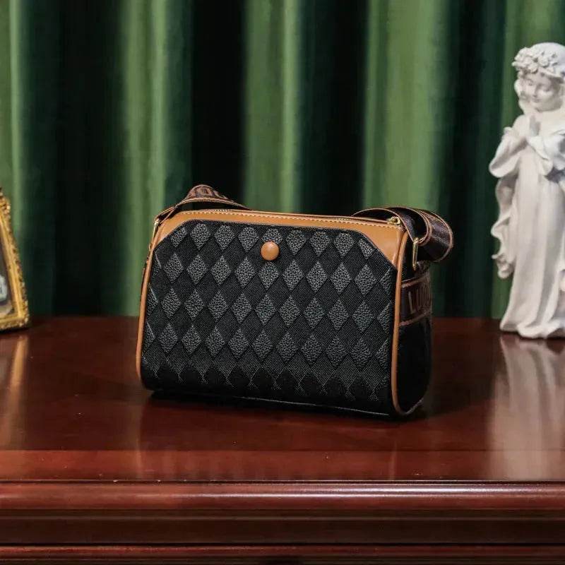 Women's Rhombus Leather Fashion Shoulder Messenger crossbody Bag - Velora