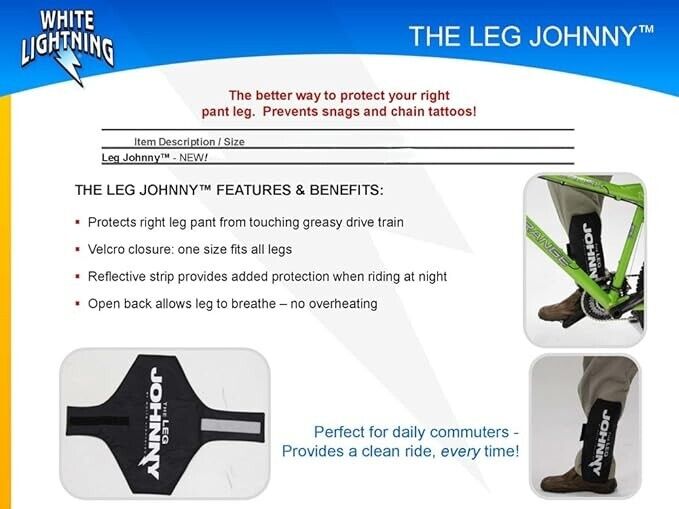 White Lightning Leg Johnny Cyclist Leg Protector, One Size - Velora