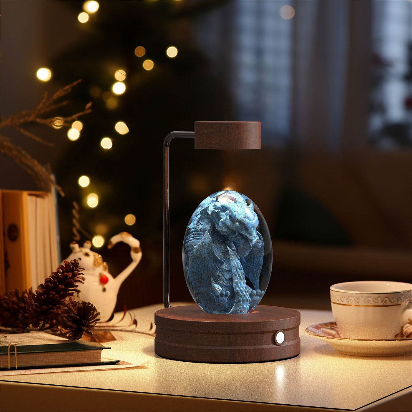 Crystal Ball Cosmic Dinosaur Indoor Night Light USB Power Warm Bedside Light Birthday Gift Night Lamp - Velora