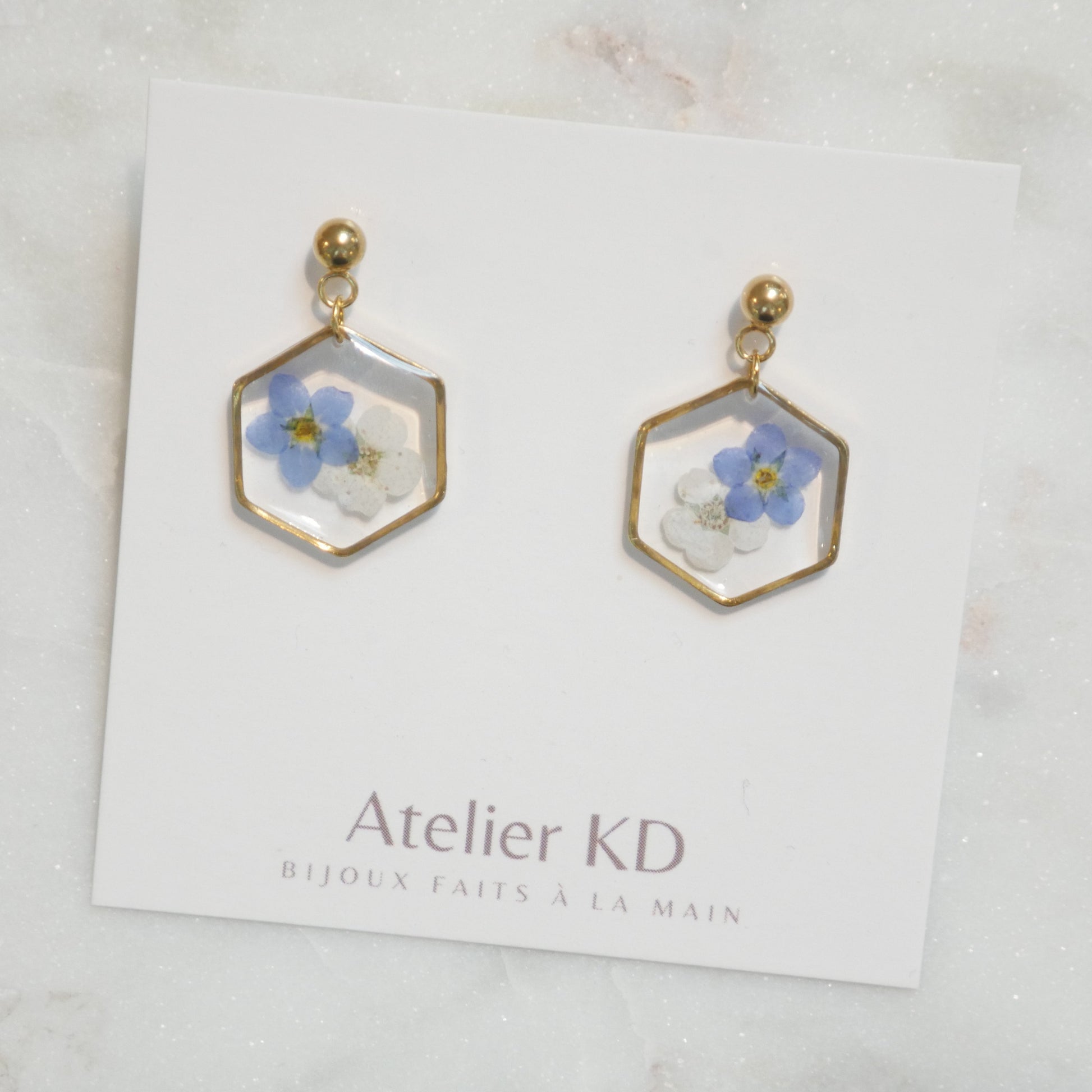 Boucles d'oreilles Lola - hexa blanc et bleu - Velora